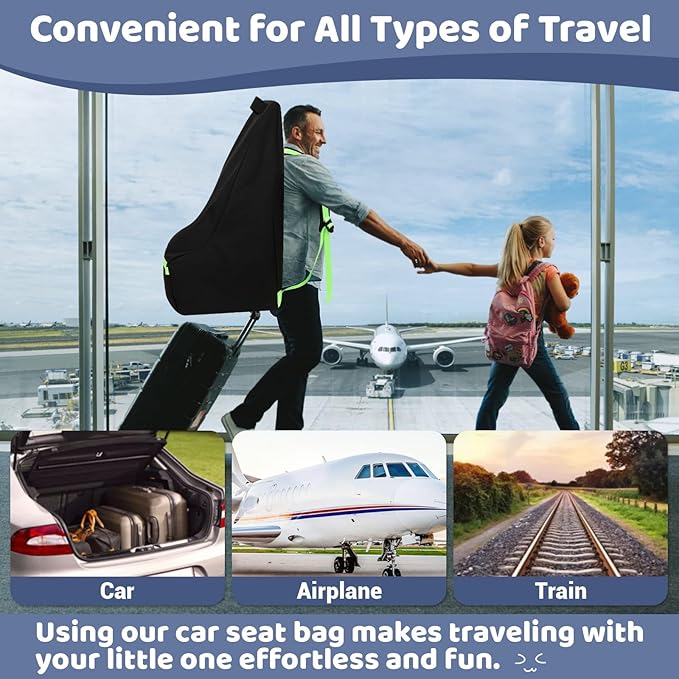 Car Seat Bags For Airplane Travel, 600D Thickening Oxford Cloth Durable Car Seat Travel Bag For Air Travel Carseat Cover with Shoulder Straps and 2pcs Luggage Tags For Airplane