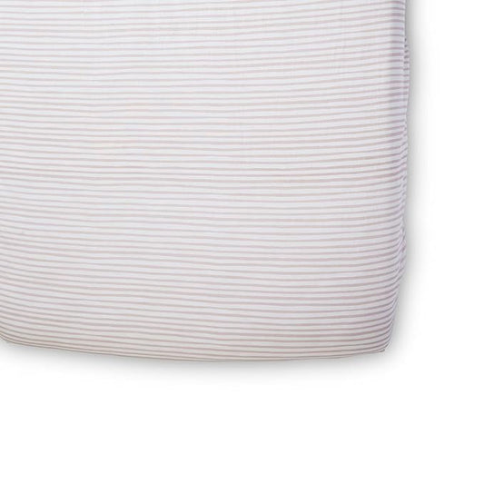 Pehr Striped Crib Sheet, Stripes Away Petal | Breathable Brushed Organic Cotton for Soft Sleep | Snug Fit | Giftable Reusable Fabric Bag Packaging | Standard Crib Mattresses up to 52”L x 28”W x 8”H