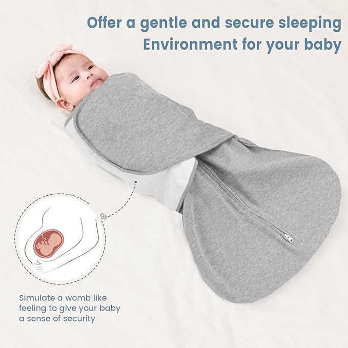 ZIGJOY Sleep Sack Swaddle 1.0 TOG Baby Wearable Blanket 100% Cotton Baby Swaddle Blanket for Newborns 0-6 Months for Boy Girl, Grey
