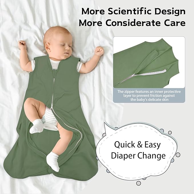 Wrrernsin Baby Sleep Sack 6-12 Months,100% Cotton TOG 0.5 Wearable Blanket for Boys and Girls, 3 Pack 2-Way Zipper Lightweight Sleeping Bags for Toddler Newborn Infant