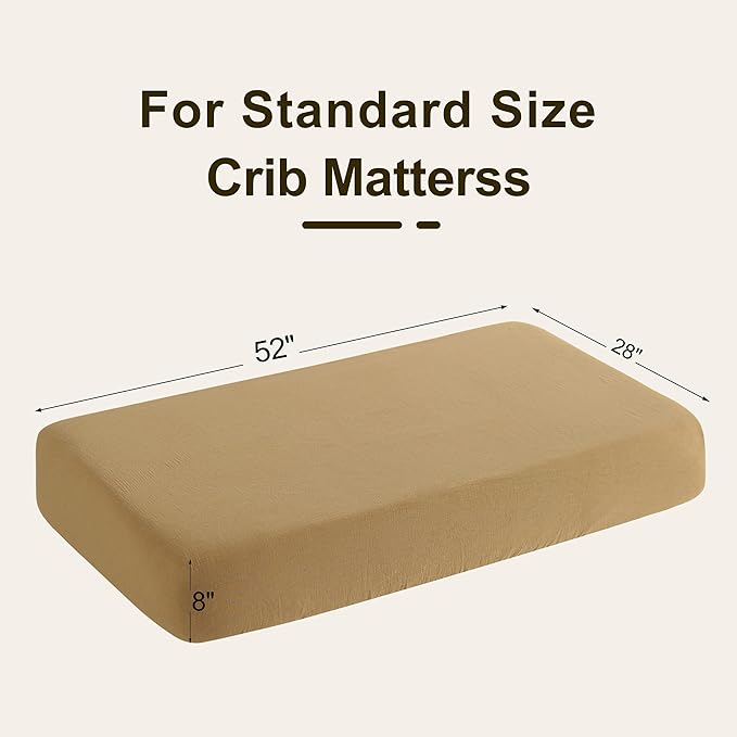 NTBAY 2 Pack Muslin Cotton Crib Sheets, Soft and Breathable Double Layer 28x52 Baby Crib Sheets for Standard Crib and Toddler Mattresses, Boys, Girls, Unisex, Brown, 28x52 Inches