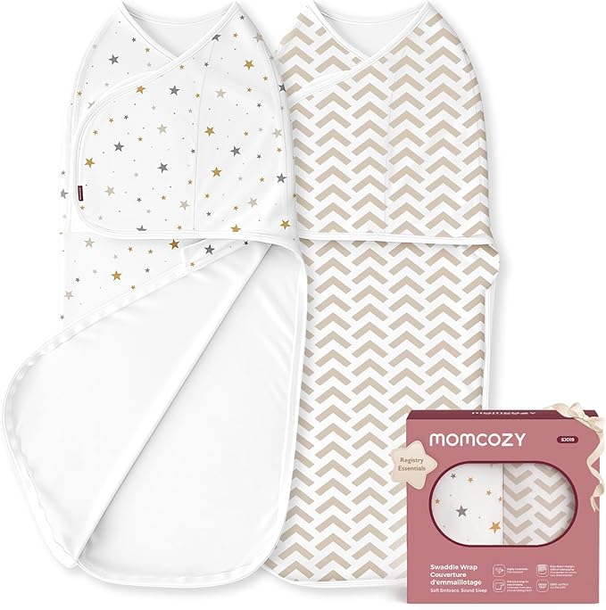 Momcozy Swaddles for Newborns, Quiet Fastener Suitable for Infant 0-3 Months, New-Parent-Friendly Swaddle Sack, Reduce Startle Reflex, Newborn Boys Girls Registry Essentials, 2-Pack, Wonder