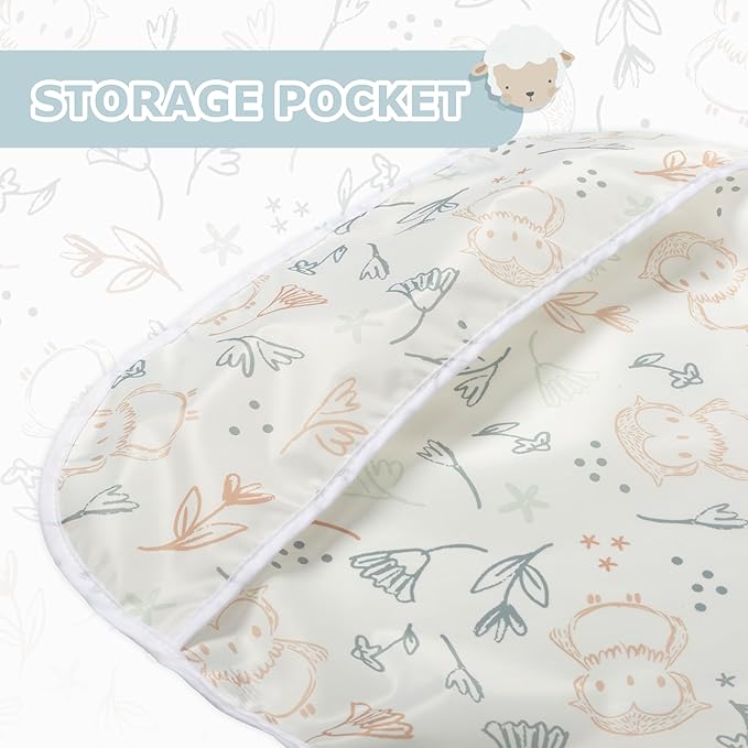 Little Dimsum Full Sleeved Feeding Bib 2 Pack,Baby & Toddler Waterproof Bib Apron,Food Protection Large Pocket Eating Smock 6-36 Months(Hat Bear&owl)