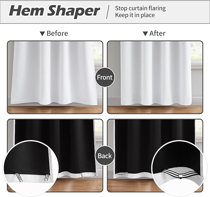 FMFUNCTEX 100% Blackout White Window Curtains for Living Room Bedroom Total Light Blocking Curtain Draperies for Living Room Thermal Insulated Window Treatment Set 50x63 2pcs