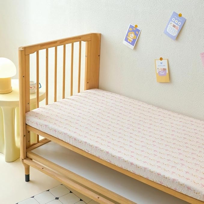 Muslin Crib Sheets for Girl Boy, 100% Cotton Neutral Baby Crib Sheets Fitted for Standard Crib Mattress, Soft and Breathable - 28"x 52", 2 Pack (Mushroom)