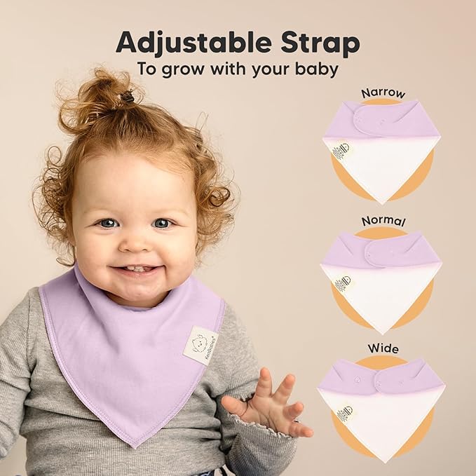 KeaBabies 8-Pack Organic Baby Bandana Bibs for Girls - Super Absorbent Triangle Baby Bibs for Drooling and Teething Infant, 100% Cotton Extra Soft for Newborn, Infant 0-36 Months (Lilac)