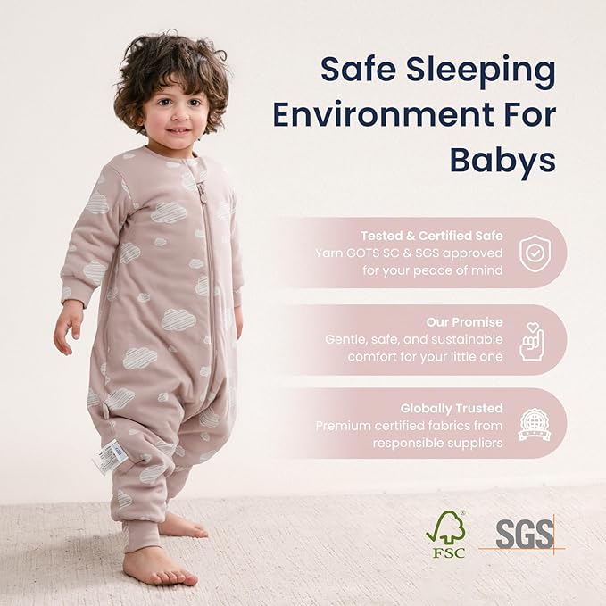 kaiya baby Unisex Toddler Sleep Sack with Feet, 2.5 Tog Baby Winter Sleep Sack Long Sleeve Gifts for Boys & Girls