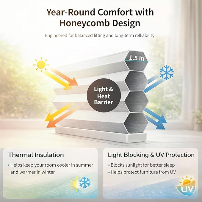 MYshade Cordless Blackout Cellular Shades for Windows, Honeycomb Window Shades with Thermal Insulation, Child & Pet Safe Room Darkening Shade, Easy Install,54" W x 72" H, Black