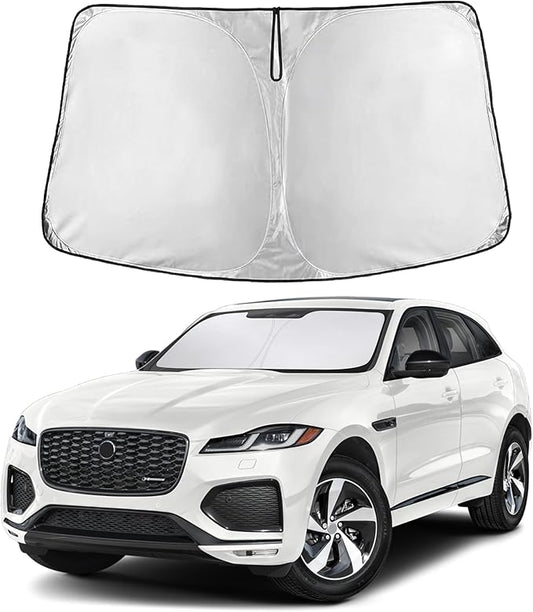 EcoNour Windshield Sun Shade Compatible for Jaguar F-Pace 2016-2025 Front Window Sunshade Foldable Sun Visor UV & Heat Blocking Protection