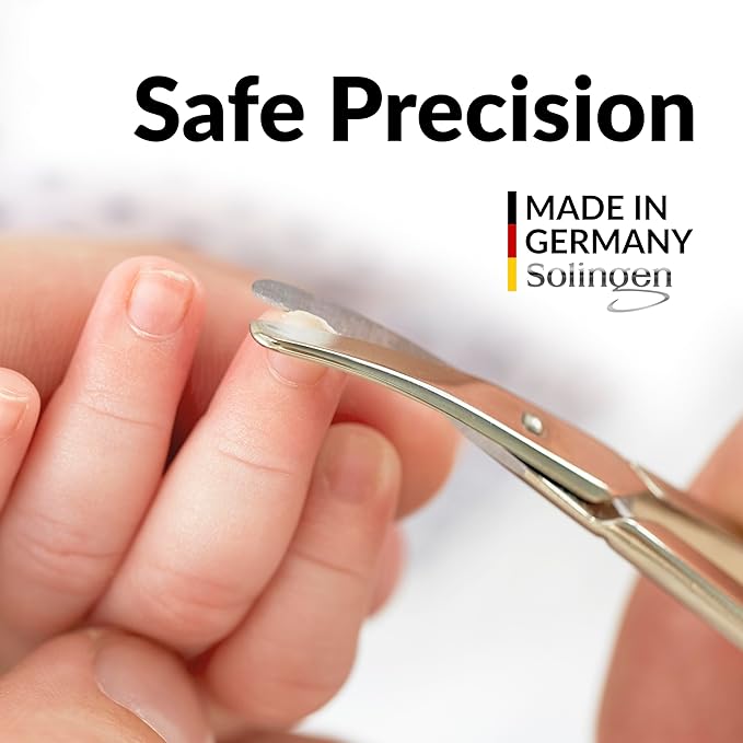 marQus Solingen Round-Tip Nail Scissors (curved) – Premium German Steel for Safe Manicures & Pedicures, Protective Case Included, Also Great for Babies