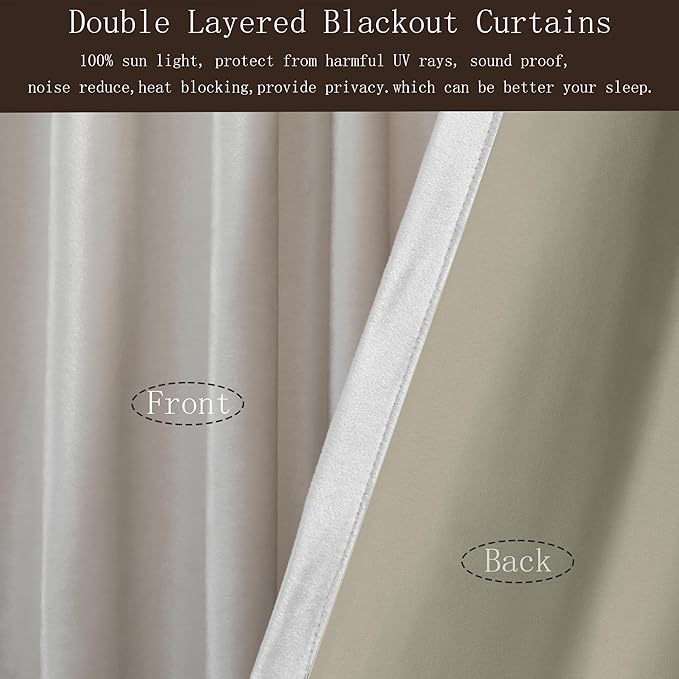 100% Blackout Ivory Off White Velvet Curtains 102 inch Long for Living Room,Set of 2 Panels Liner Rod Pocket Back Tab Thermal Window Drapes Room Darkening Heavy Decorative Curtains for Bedroom