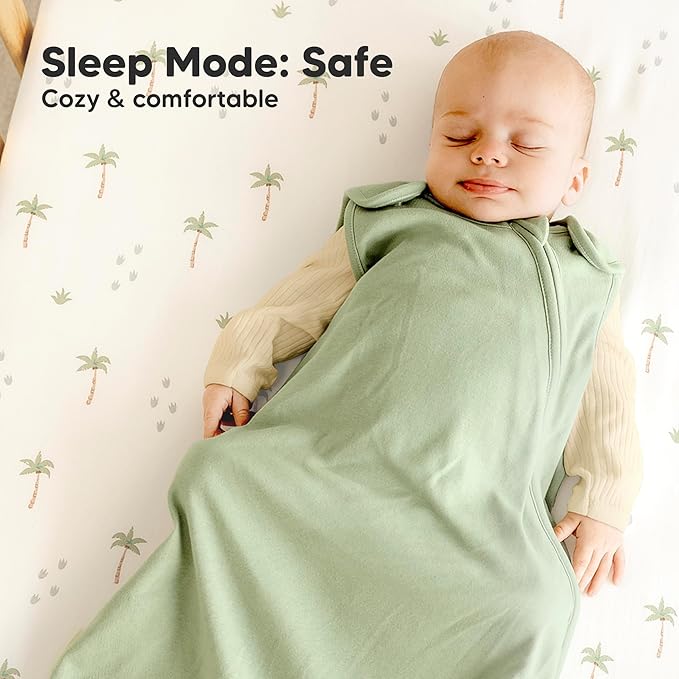 2-Pack Organic Baby Sleep Sacks, 100% Cotton - Soft & Breathable 0.5TOG Baby Wearable Blanket, Toddler Sleeping Sack 0-6 Months,Easy to Wear Transitional Swaddles for Newborns,Infants(Avocado, S)