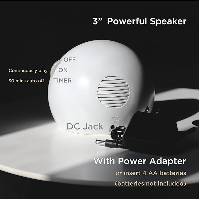 WELLCARE-Naturcare Sound Relaxation: White Noise, 7 Nature Sounds, Sleep Sound Machine, Calm Infants, for Baby, Kids, Adult. Stepless Volume, Timer, Powered by Adapter(Incl.) or Batteries(Not Incl.)