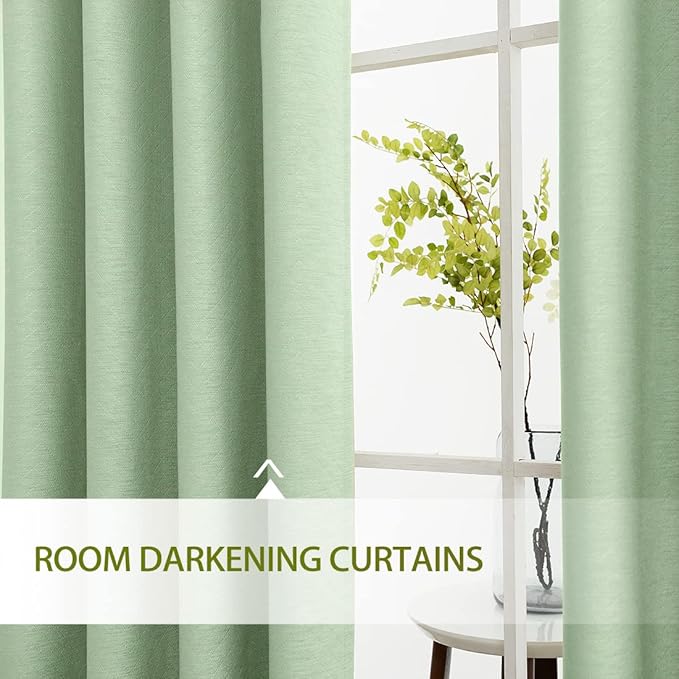 Treatmentex Green Curtains for Living Room 96" Long Geometric Window Drapes for Bedroom Light Green 2 Panel Drapes Grommet Top