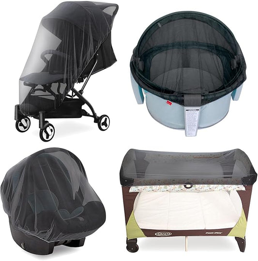 Baby Mosquito Net for Stroller, Reusable Bug Net for Stroller, Playards, Pack N Plays and Portable Mini Crib, Portable & Durable Baby Insect Netting, Black