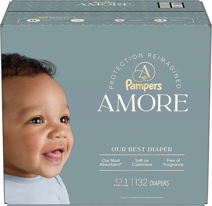 Pampers Amore, Size 1 (8-14 lbs), 132 Count, Our Best Diaper