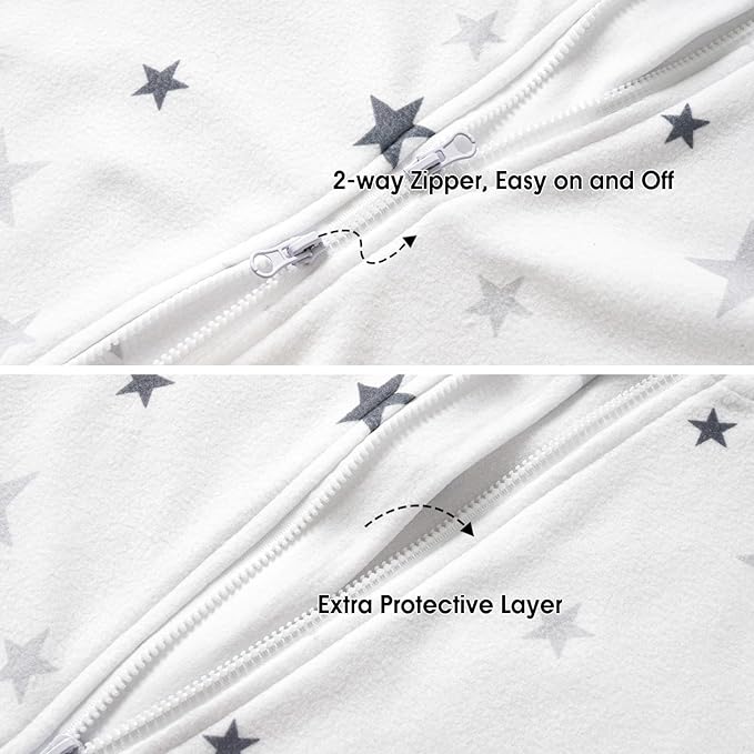 PHF Warm Micro-Fleece Baby Sleep Sack 18-24 Months, Soft Baby Wearable Blanket, 2-Way Zipper Sleeping Bags, 2 Pack Comfy Toddler Sleeping Sack for Boys, X-Large Size, Clouds