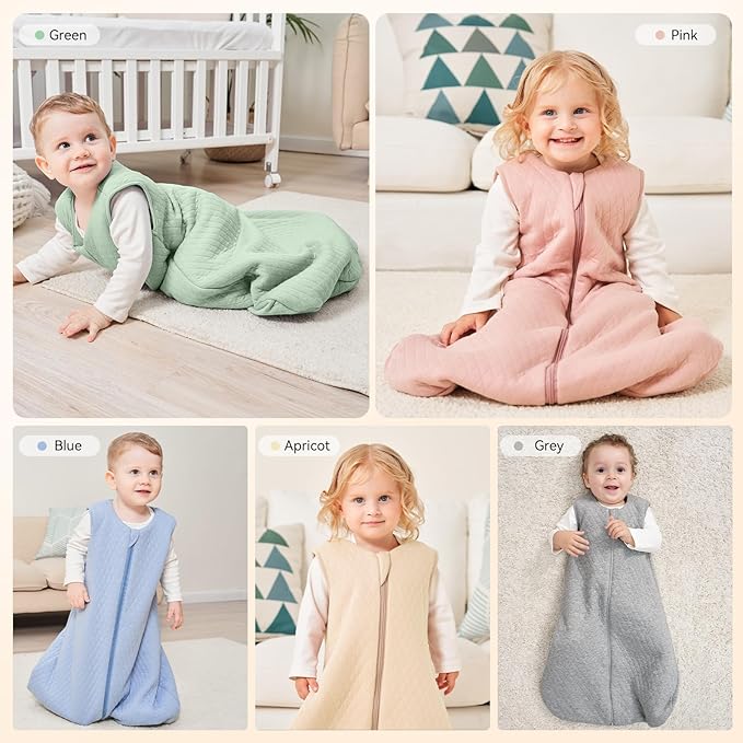 Yoofoss Baby Sleep Sack 0-6 Months TOG 2.5 Winter Baby Wearable Blanket, 100% Organic Cotton Infant Sleeping Sack 2-Way Zipper Warm Quilted Sleep Sack