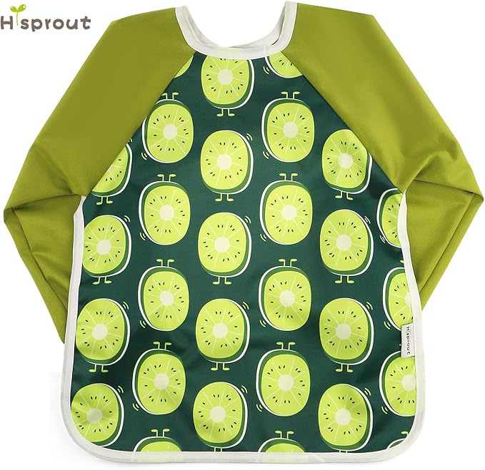 Hi Sprout Infant Toddler Baby Waterproof Sleeved Bib, Bib with Sleeves&Pocket, 6-24 Months