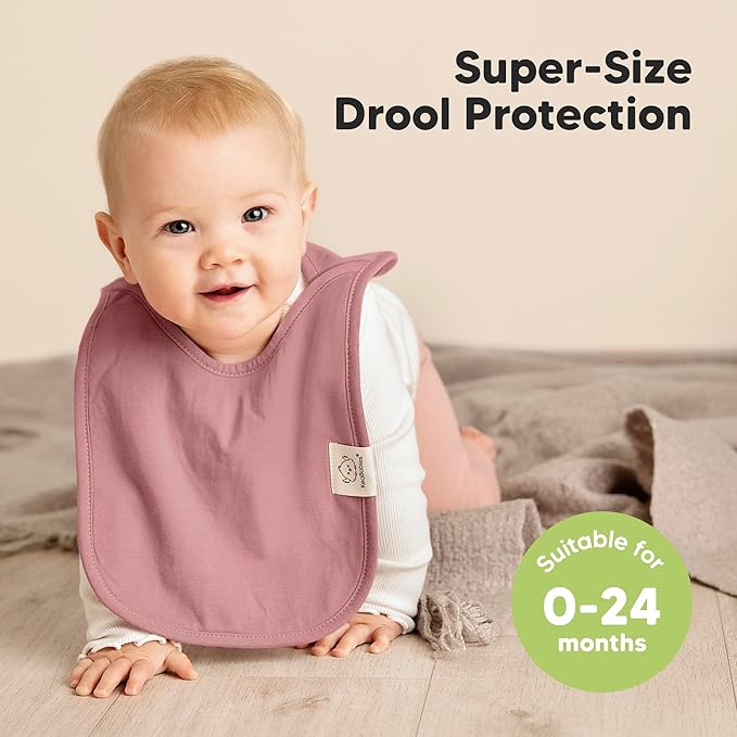 KeaBabies 8-Pack Baby Bibs for Boys, Girls - Pullover Bibs for Drooling Teething Baby Girl & Boy Toddler, Newborn, Soft & Absorbent, Cute Colors, Large Torso Coverage Keep Infant Clean & Dry (Dahlia)