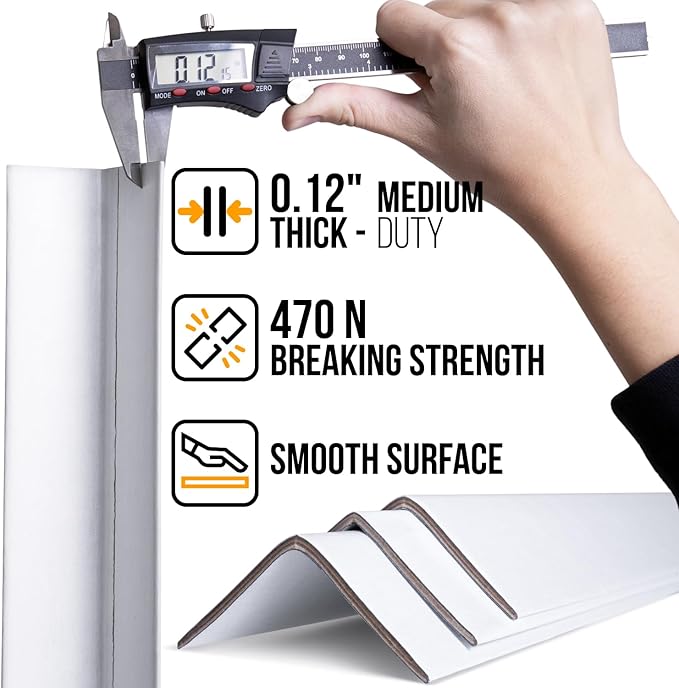 48" x 2" x 2" Reinforced Cardboard Edge Protectors, White (Pack of 100) – 0.12" Thick Medium-Duty Cardboard Corner Protectors for Shipping – American Quality V-Board Pallet Edge Guard