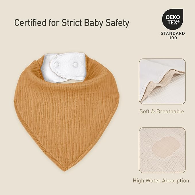 CIVARUA KIDS Muslin Baby Bibs 8 Pack, Baby Bandana Drool Bib for Drooling and Teething, Cotton Soft Absorbent for Girls Boys