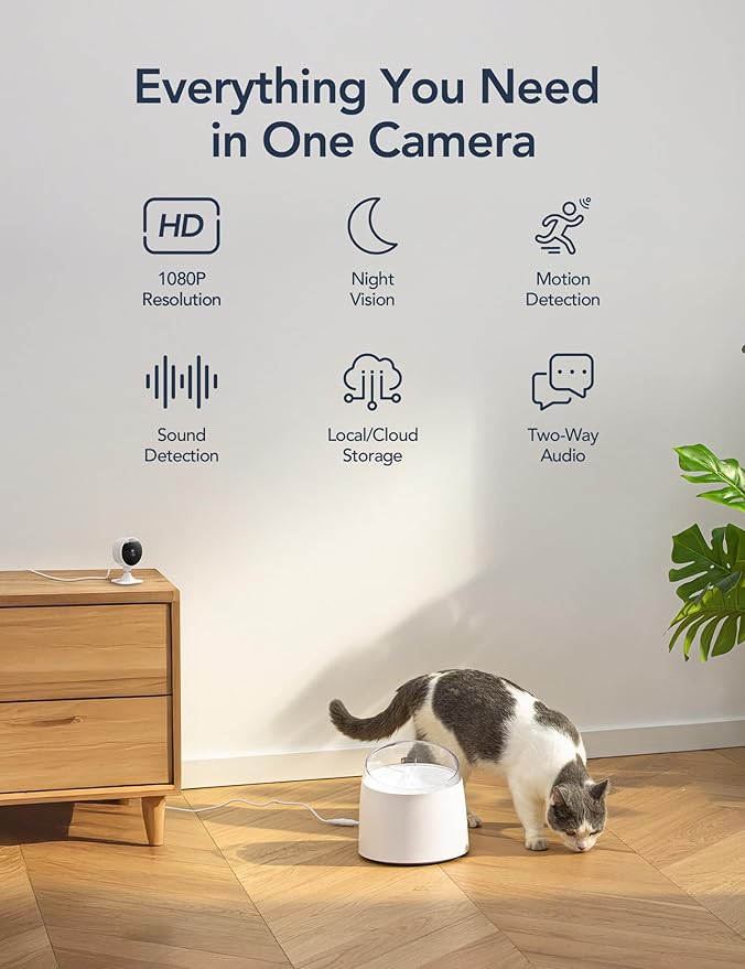 GNCC Only 2.4GHz Indoor Security Camera, 1080P Cameras for Home Security, Motion Detection, Two-Way Audio, Night Vision, Dog Camera with App, Easy Install, Cloud Storage Subscription Required(1-Pack)