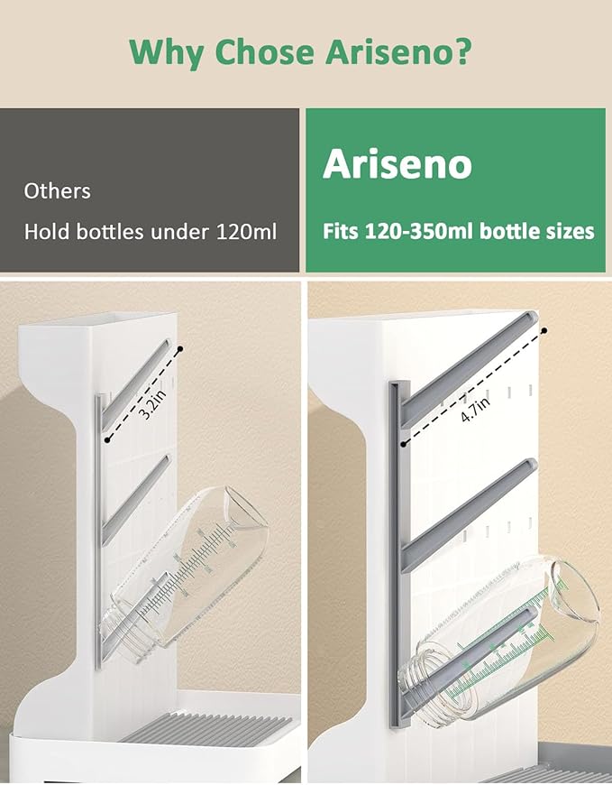 Ariseno Baby Bottle Drying Rack, Vertical Space Saving Countertop Holder - Large Capacity for 12 Bottles, Pump Parts, Pacifiers, Brushes, Sippy Cups - BPA-Free, Baby Accessories Organizer - Blue