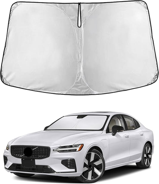 EcoNour Windshield Sunshade for Volvo S60 2019–2025 | Custom Fit Front Window Sun Shade | Blocks Harmful UV Rays & Reduces Heat | Foldable Sun Visor with Storage Pouch