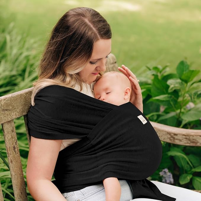 KeaBabies Baby Wrap Carrier Ring Sling - Easy to Wear, Adjustable D-Lite Baby Carrier Newborn to Toddler, Infant Carrying Shirt, Hands Free Bonding, Breathable Fabric Wearing Wrap (Trendy Black)