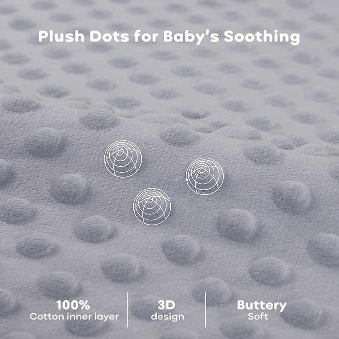 FIEMOL Fleece Baby Sleep Sack 6-12 Months, 1.5 TOG Cotton Baby Wearable Blanket With Soft Plush Dots, 2 Pack Newborn and Infant Warm Sleeping Sack with 2-Way Zipper Blue&Grey