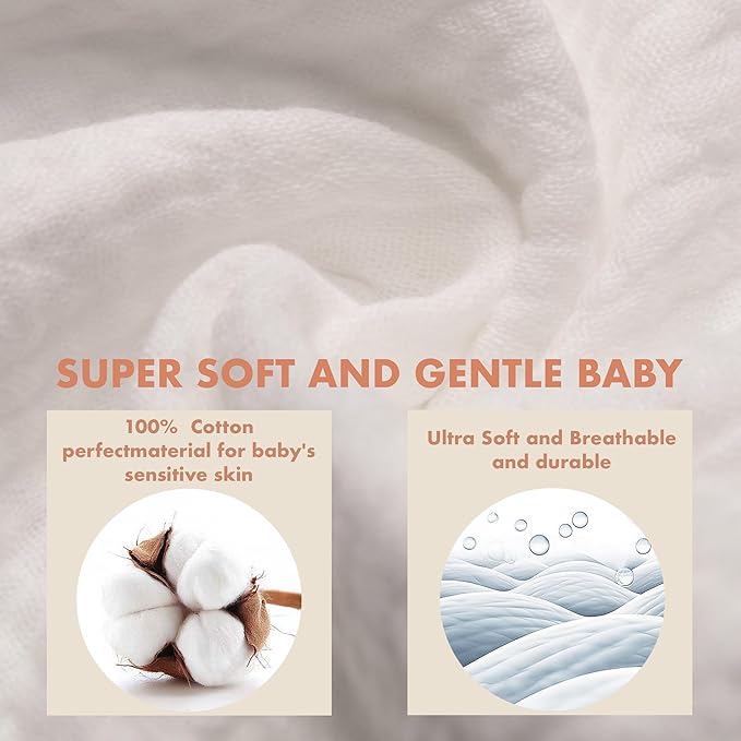 COOROBIN Muslin Burp Cloths 20" x 10",100% Cotton Pack of 6r, Extra Soft and Absorbent,Suitable for both boys and girls