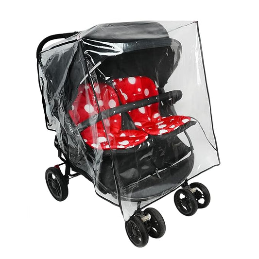 Double Stroller Rain Cover - Universal Fit Weather Shield for Side by Side Baby Stroller, Waterproof Windproof Jogger Stroller Cover for Rain, Snow & Dust Protection – Baby Outdoor Travel Essential