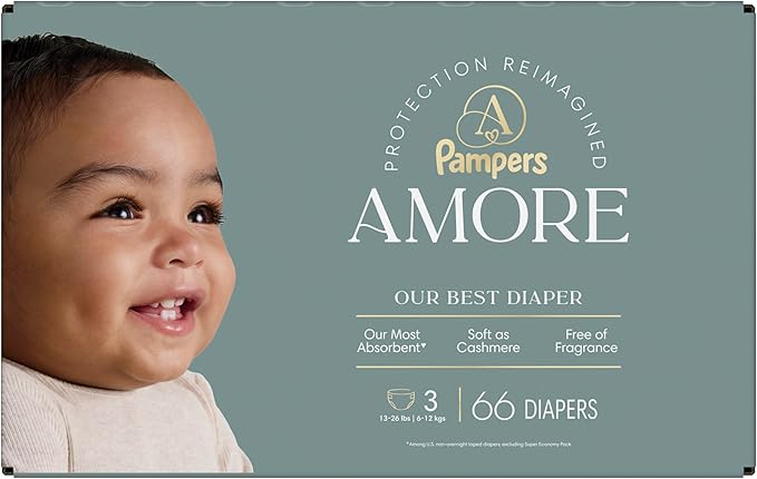 Pampers Amore, Size 3 (13-26 lbs), 66 Count, Our Best Diaper