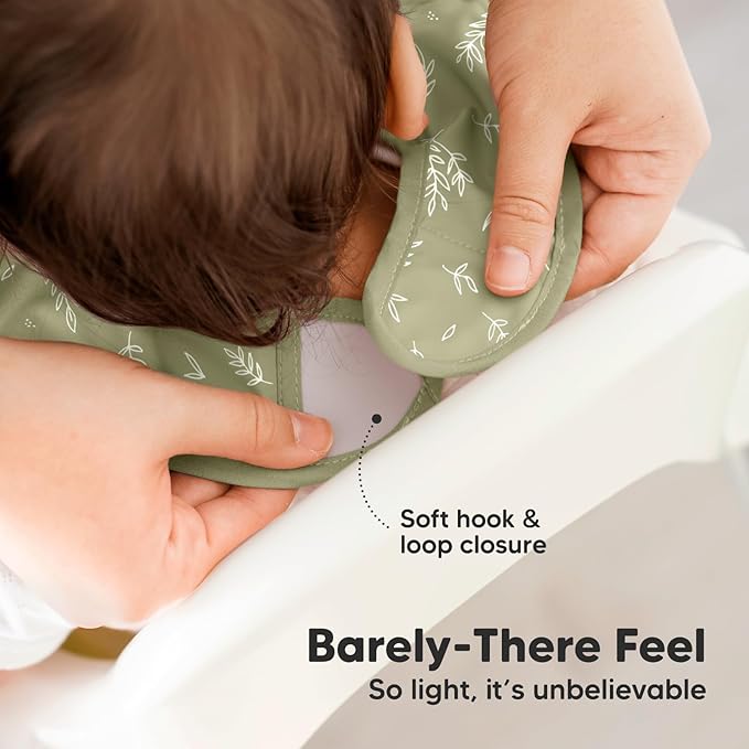 KeaBabies 3-Pack Waterproof Baby Bibs for Eating - Lightweight Toddler Feeding Bibs with Large Food Catcher, Mess Proof, Food-Grade Baby Eating Essentials, Easy to Put On & Clean (Bloom)