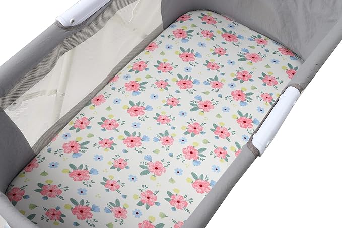 Onacosht Bassinet Sheets Set 3 Pack for Baby Girl, Stretchy Soft Jersey Knitted Fitted Sheet Universal for Oval Rectangle and Hourglass Bassinet Mattress, Pink Floral