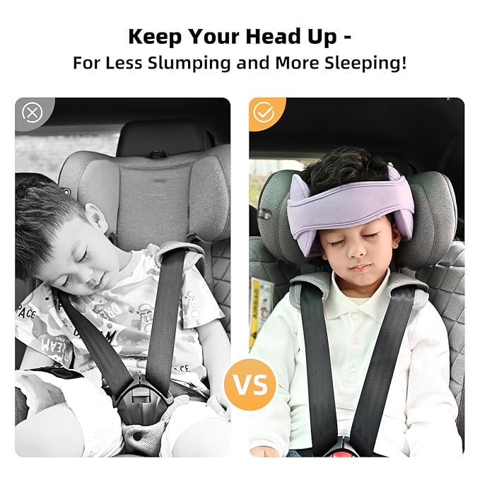 Adjustable Baby Car Seat Head Support Band, Baby Safety Car Seat Neck Relief Hold, Comfortable Head Hold Head Strap for Baby, Kids, Children, Purple
