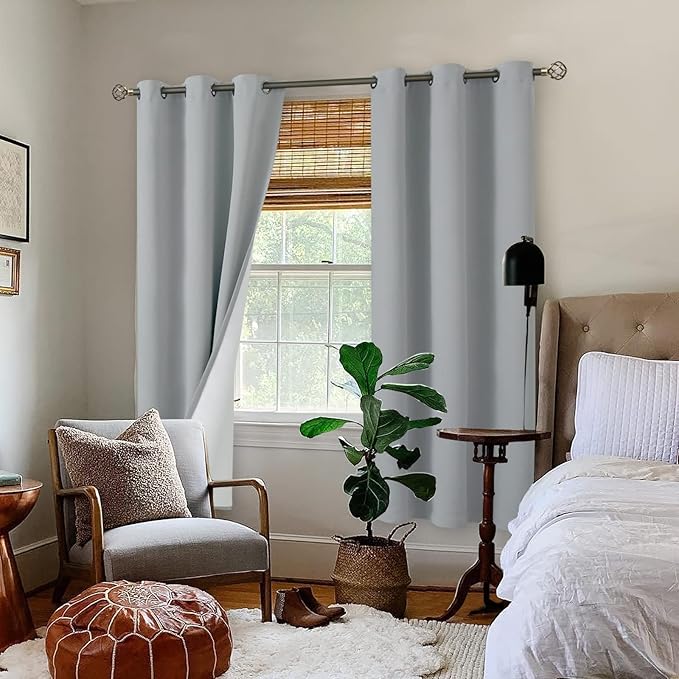 BGment Blackout Curtains for Bedroom 72 Inch Length 2 Panels Set, Thermal Insulated Bedroom Curtains Soundproof Room Darkening Window Curtain Drapes, Each Grommet Curtains 42 Inch Wide, Light Grey