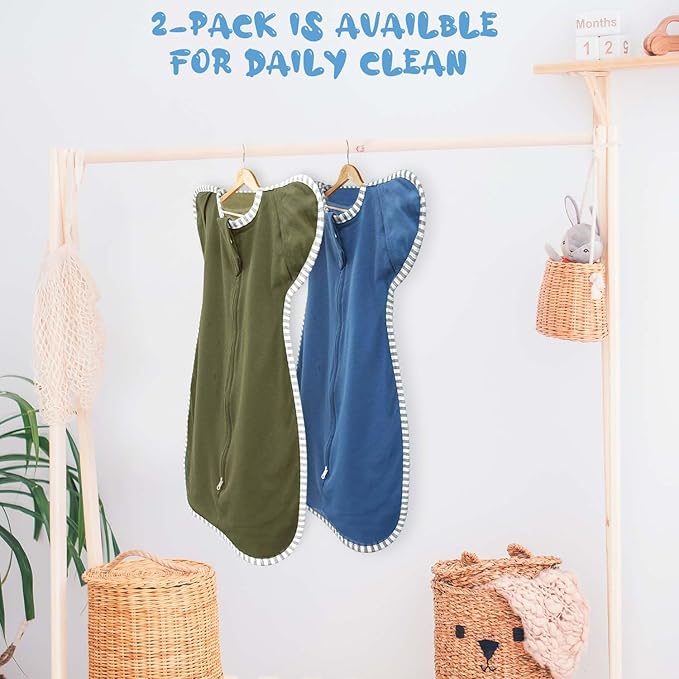 Newborn Swaddles 3-6 Months Arms up Swaddle Transitional Sack, 2-Pack Baby Sleep Sack with 2-Way Zipper Arms In/Out 100% Cotton 0.8 Tog Transition Swaddle Hands up (Medium 14-20lbs)
