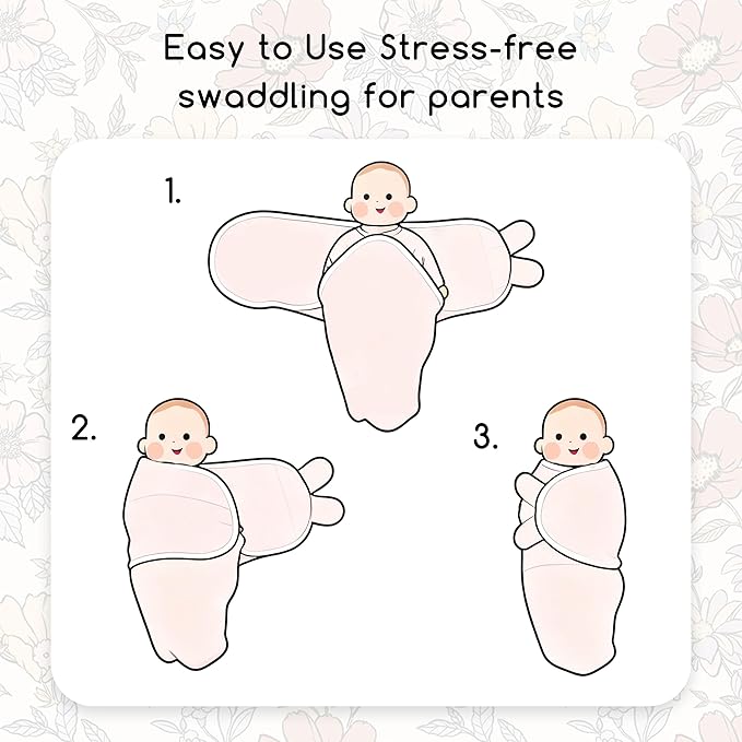 Baby Swaddles for Newborn Organic Cotton,Soft & Snug Newborn Velcro Swaddle 0-3 Months Sleep Sack Helps Calm Startle Reflex, 2-Pack Wrap Nursery Swaddling Blankets Retro Floral