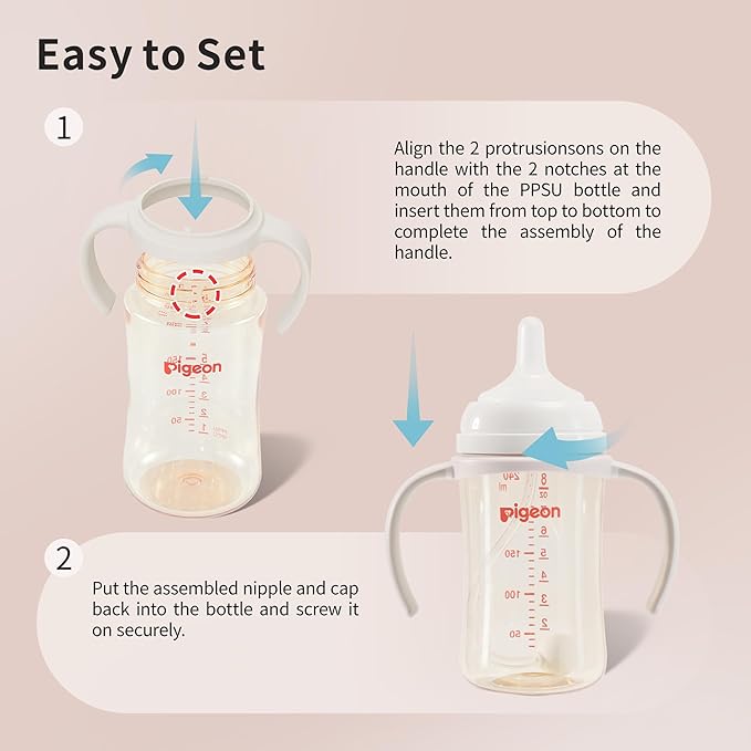 Pigeon Baby Bottle Handles for Pigeon PPSU Bottles 8.1Oz, Easy to Hold for Baby Hands, 1 Pack (Red)