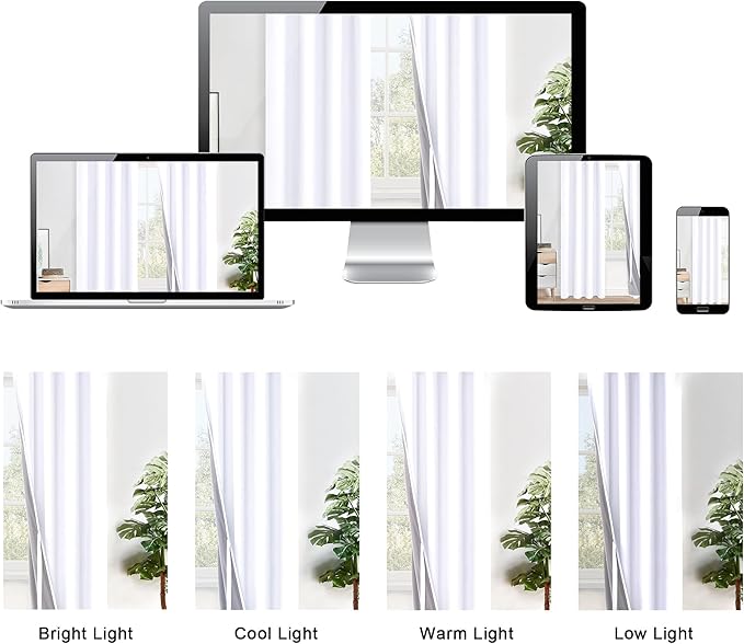XWZO White Blackout Curtains with Tiebacks - Heat and Full Light Blocking Window Panels with Grommets for Bedroom/Nursery, 63 Inches Long Thermal Insulated Draperies, White, W38 x L63, Set of 2