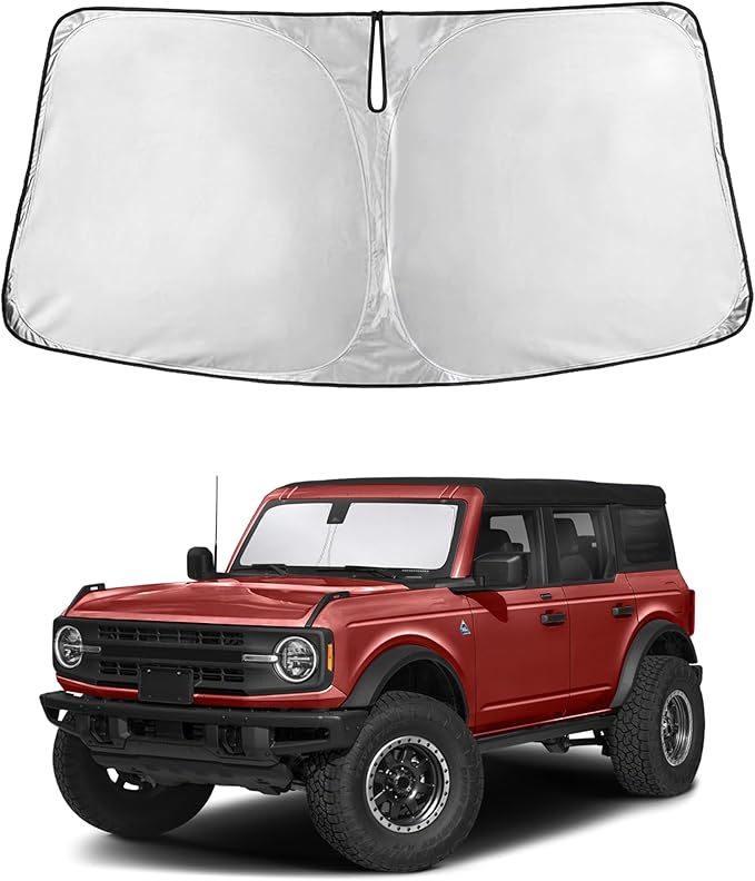 Econour Windshield Sunshade for Ford Bronco 2021-2024 2025 2026, Sun Visor for Front Windshield & Window Sun Shade Cover, UV Heat Blocker & Protector, Car Accessories