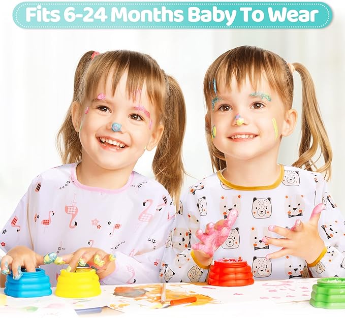 Tarpop Long Sleeve Bibs Infant Smocks Multi Pack Waterproof Soft Sleeved Bibs for Babies Toddler Eating Feeding