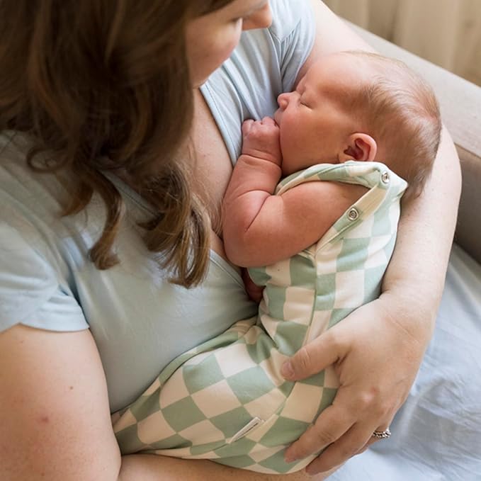 Tiny Twinkle Baby Sleep Sack 6-12 Months | 1.0 TOG, Cotton & Elastane Wearable Blanket | Swaddle Transition Micro-Fleece, Machine Washable (Sage Checkers)