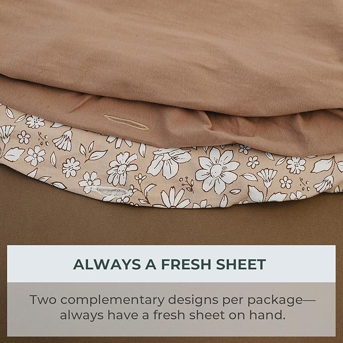 Pobibaby – 2 Pack Premium Changing Pad Covers for Girls, Ultra-Soft Breathable Cotton Diaper Changing Table Covers – Floral Nursery Changing Pad Sheets for Baby Girl (Meadow)