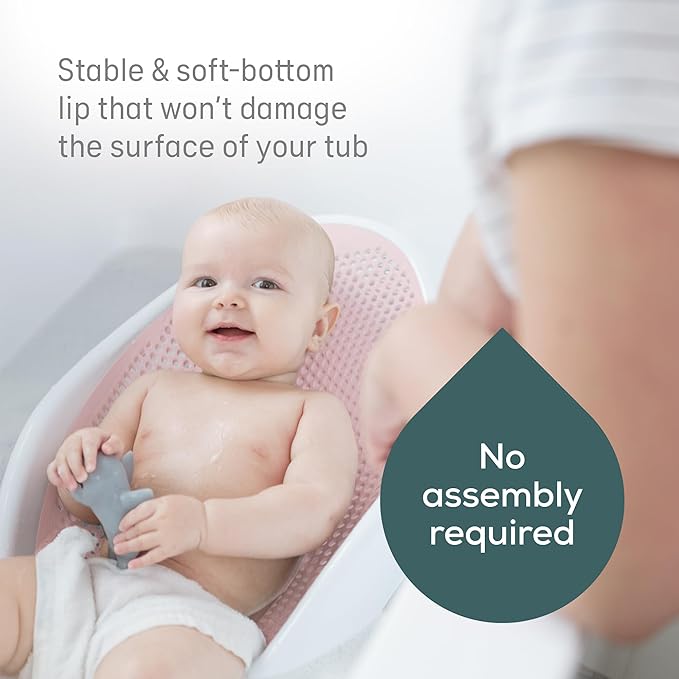 Angelcare Baby Pink Soft Touch Bath Support & Thermometer Bundle | Newborn Baby Bathtub 0-6 Months | Baby Registry Must-Have | Newborn Essentials for Safe & Comfortable Bath Time