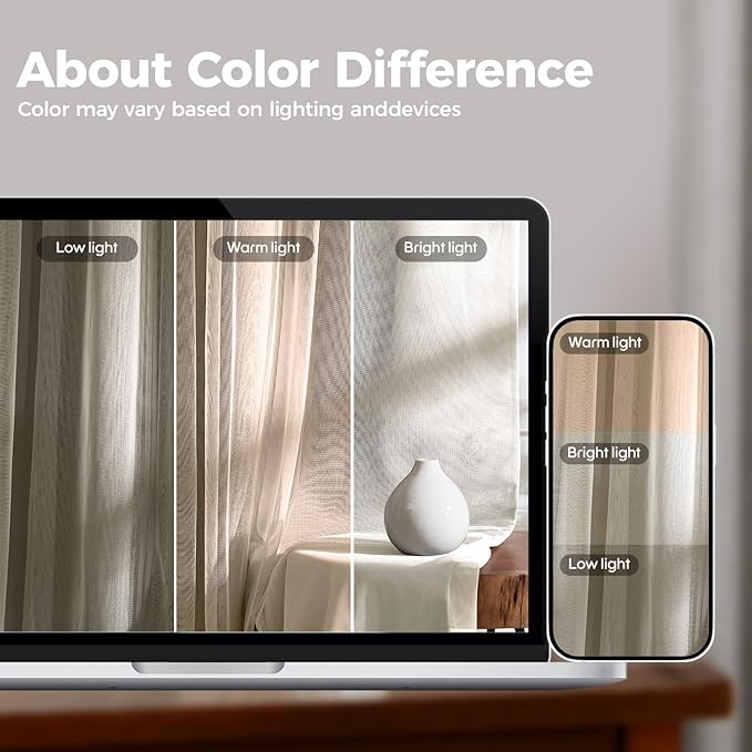 100% Blackout Curtains for Bedroom, Double Layer Ivory Curtains, Black Out Curtain 84 inch Long with Sheer Overlay for Living Room, Room Darkening Window Drapes with Grommet, 52" W x 84" L