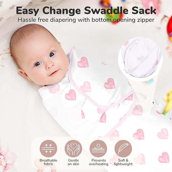 Mama Cheetah Baby Swaddle Blanket with Zipper, Newborn Swaddle Sack, Baby Swaddles Sleep Sack 0-3 Months, Baby Swaddle Wrap for Baby Boy & Girl, 4-Pack