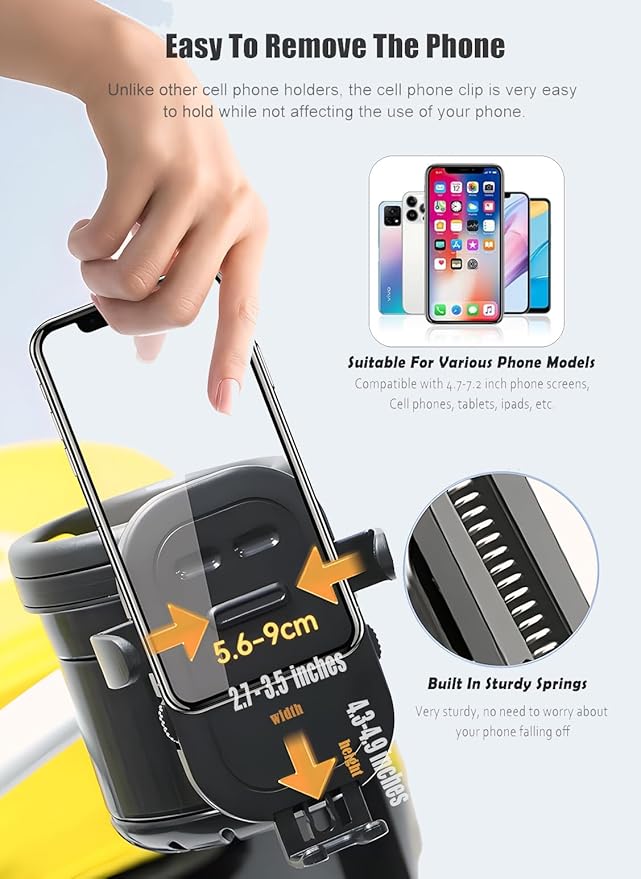 Mobility Combo Pack 3 in 1, Hook, Phone and Cup Holder for Walker, Portable Beverage Holder for Wheelchair and Strollers